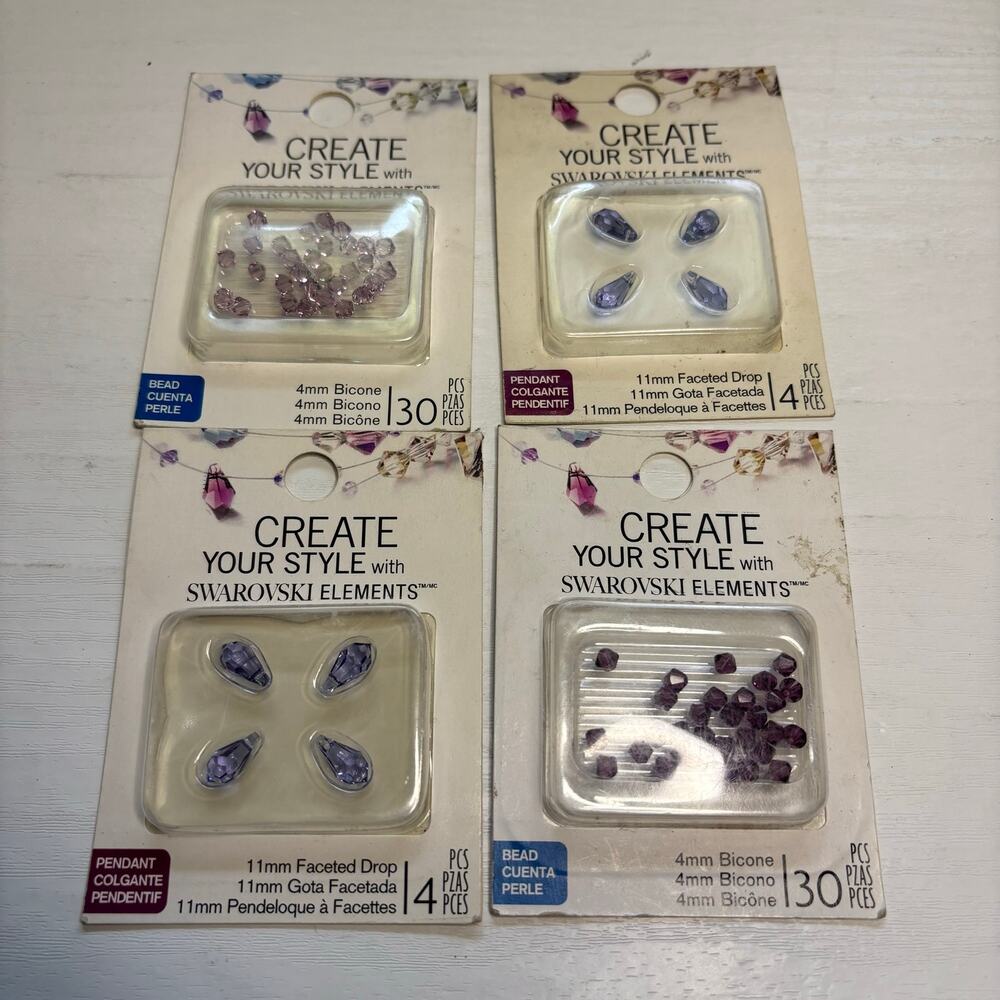 EK Success Swarovski Tanzanite & Amethyst Bead Lot